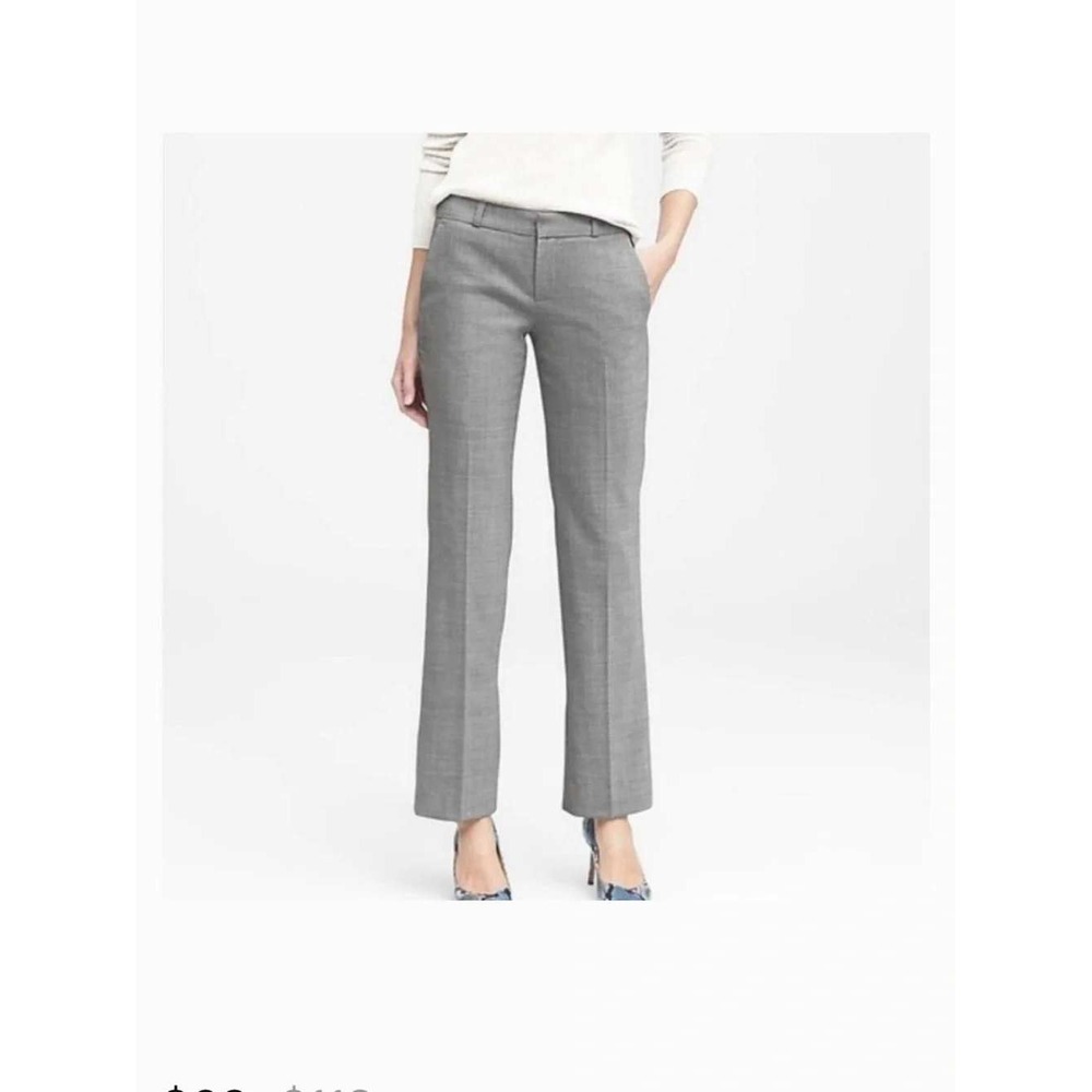 Banana Republic Logan Fit Grey Heathered Straight Leg Dress Pants Womens 4